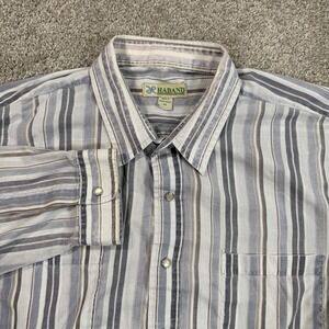 Haband Pearl Snap Shirt XL Vertical Stripe Long Sleeve Western Casual Cowboy